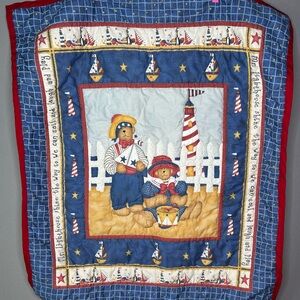 Vintage Sailor Bear Nautical Baby Quilt